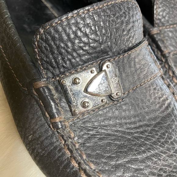 Louis VUITTON BLACK LEATHER DRIVER LOAFERS WITH SILVER HARDWARE 7 MEN​ - Picture 3 of 14
